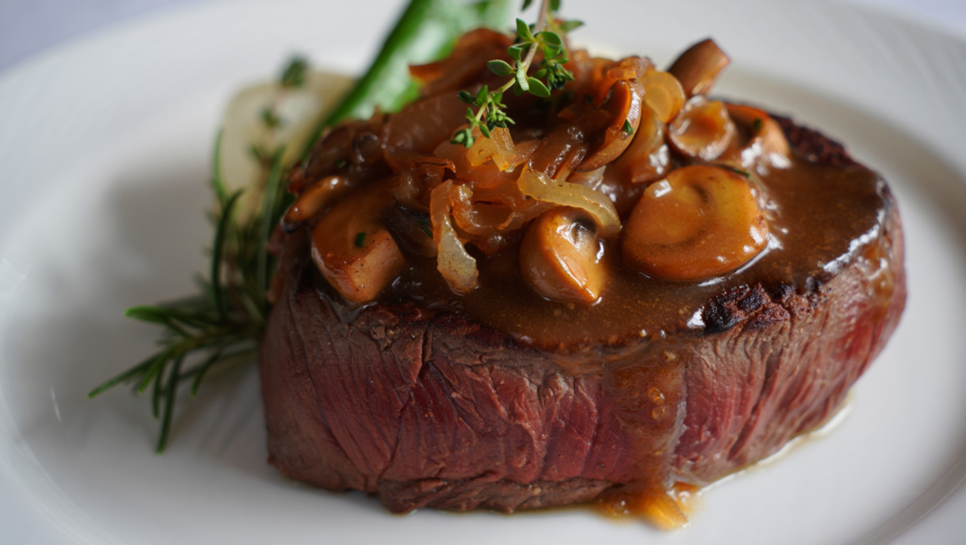 Venison Steak with Mushroom Gravy