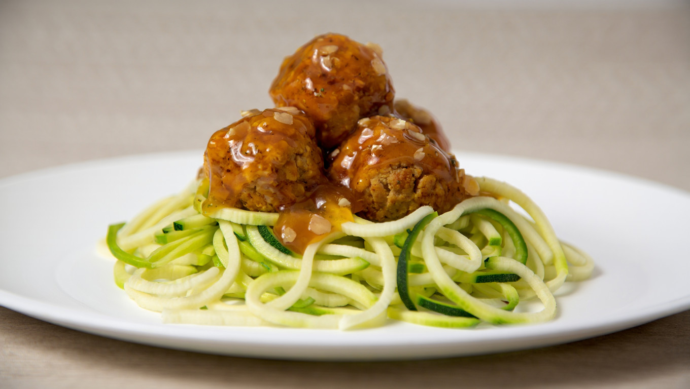 Zoodles with Garlic Butter Chicken Meatballs