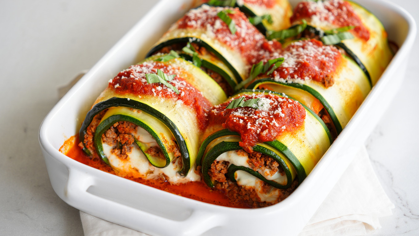 Zucchini Lasagna Rolls Up